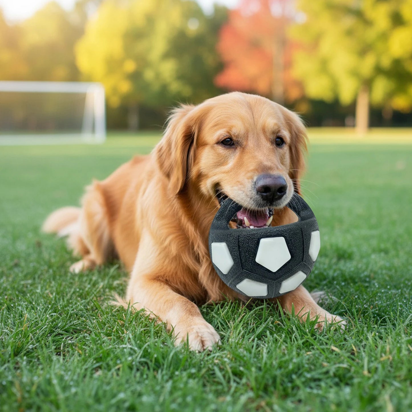 Dog Calming Ball With Handle Football Toy Squeaky For Medium
