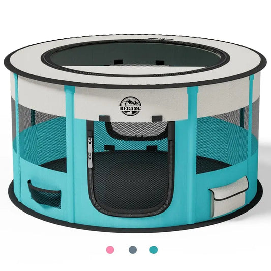Foldable Pet Playpen For Dogs Indoor Outdoor Exercise Pen With Carrying Case