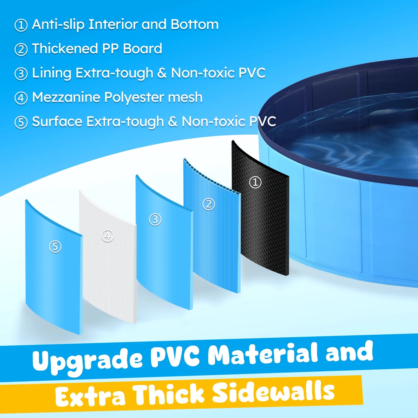 Foldable Portable Dog Pool for Pets Anti Slip Collapsible Bathtub