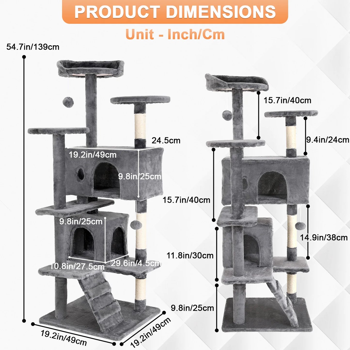 Cat Tree Tower With Sisal Scratching Posts And Dangling Ball