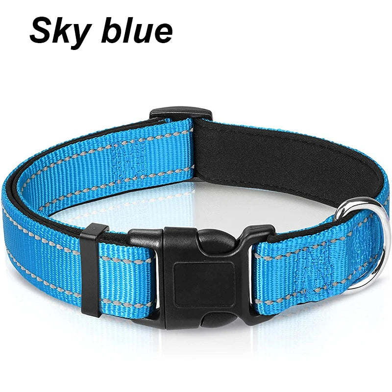 NONECN Reflective Neoprene Padded Dog Collar Adjustable Nylon