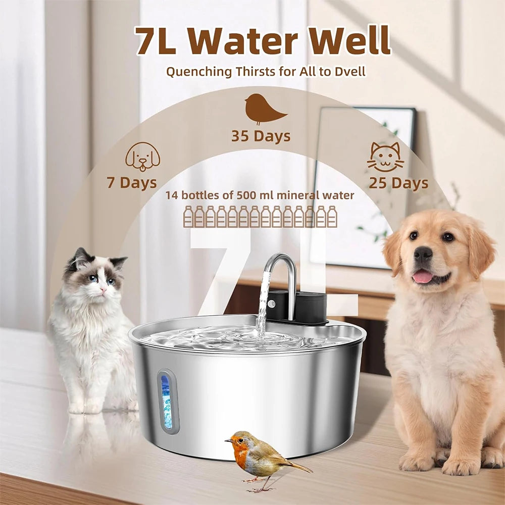 Stainless Steel Wireless Cat Water Fountain for Pets