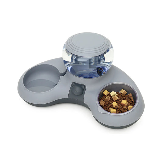 2 In 1 Cat Food Bowl With Anti Slip Water Dispenser