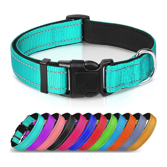 NONECN Reflective Neoprene Padded Dog Collar Adjustable Nylon
