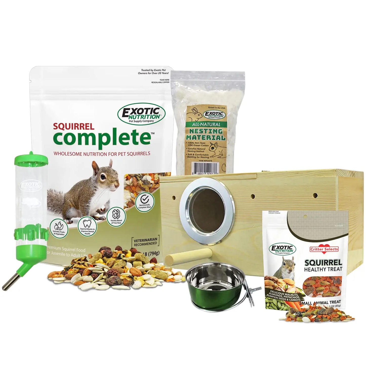 Congo Squirrel Cage Starter Kit With Food And Water Bottle