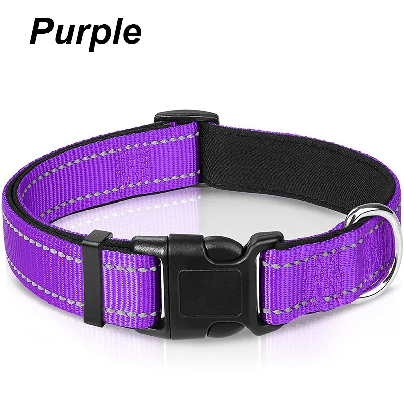 NONECN Reflective Neoprene Padded Dog Collar Adjustable Nylon