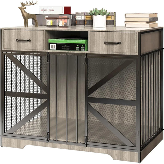 Heavy Duty Metal Dog Crate Furniture With TV Stand