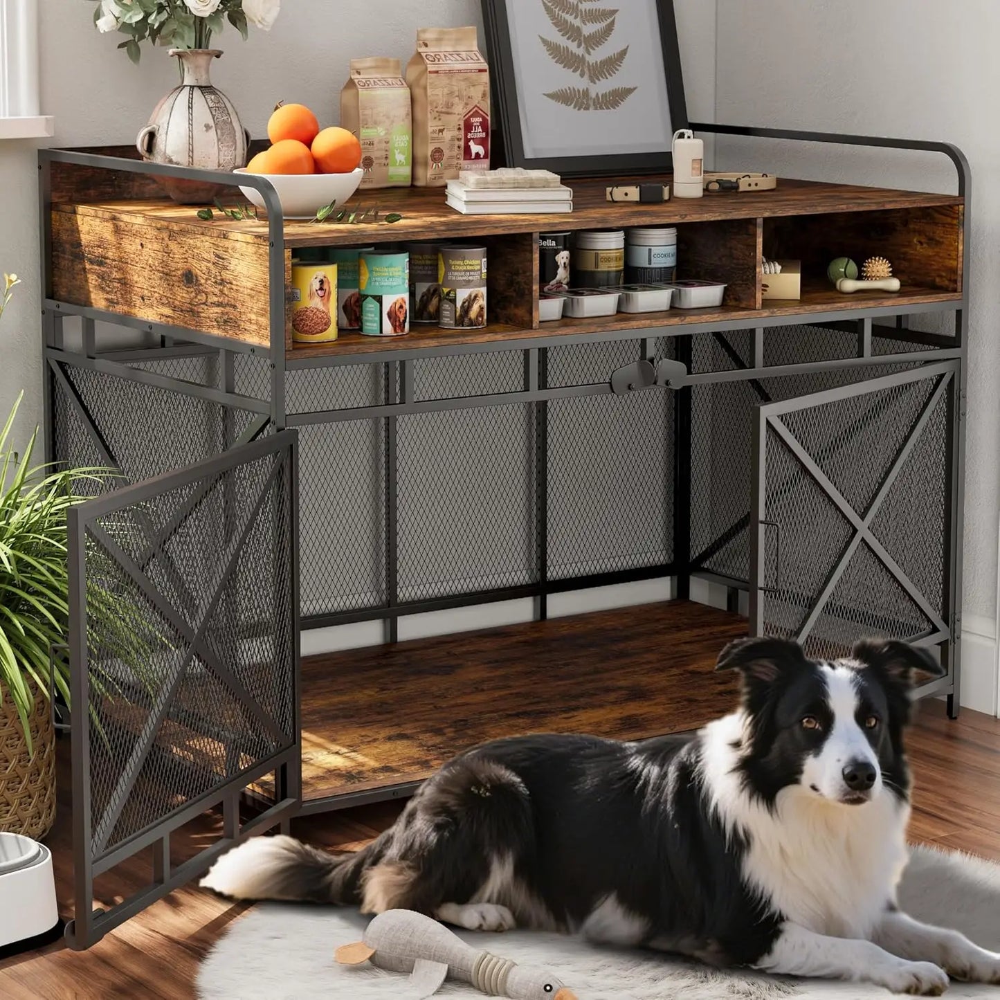 Heavy Duty Wooden Dog Crate End Table With Drawers