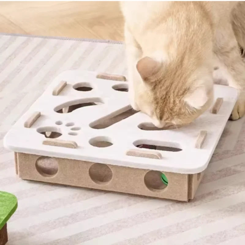 Interactive Cat Toy Maze Puzzle for Kitten with Bell Balls