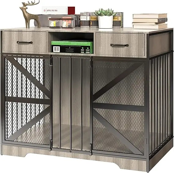 Heavy Duty Metal Dog Crate Furniture With TV Stand