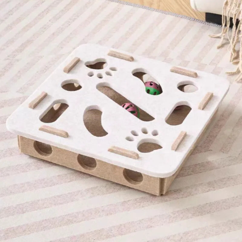 Interactive Cat Toy Maze Puzzle for Kitten with Bell Balls