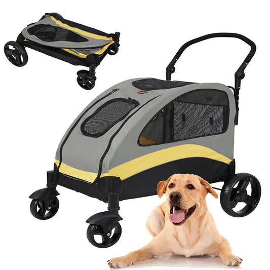 Heavy Duty Dog Stroller Foldable Double Door Jogger Cart