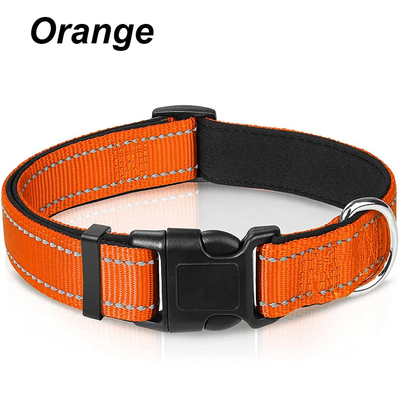 NONECN Reflective Neoprene Padded Dog Collar Adjustable Nylon