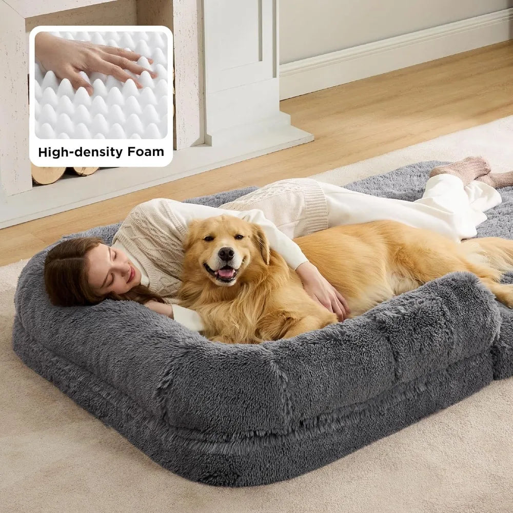 DAFIFY Foldable 2-In-1 Human Dog Bed With Bolster Foam Waterproof