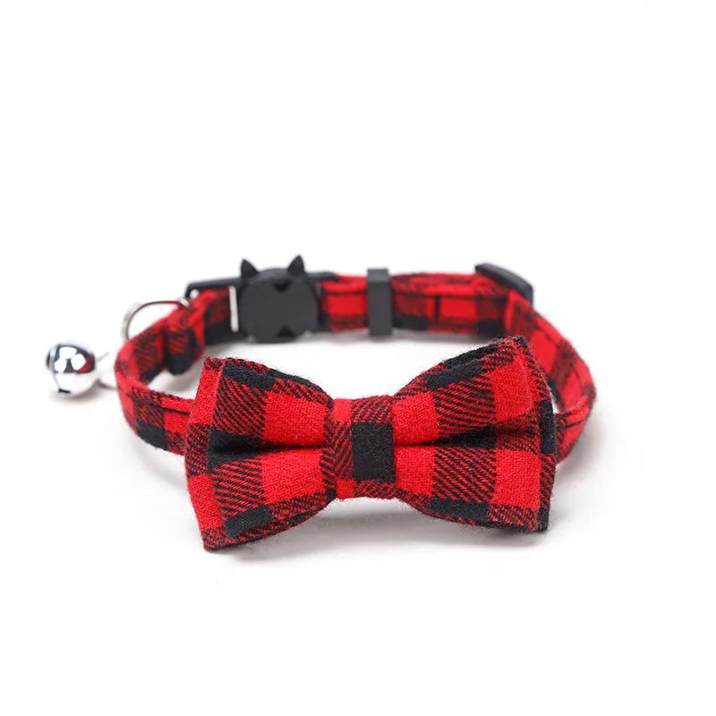 Cat Collar With Bow Tie And Bell Adjustable Elastic Strap