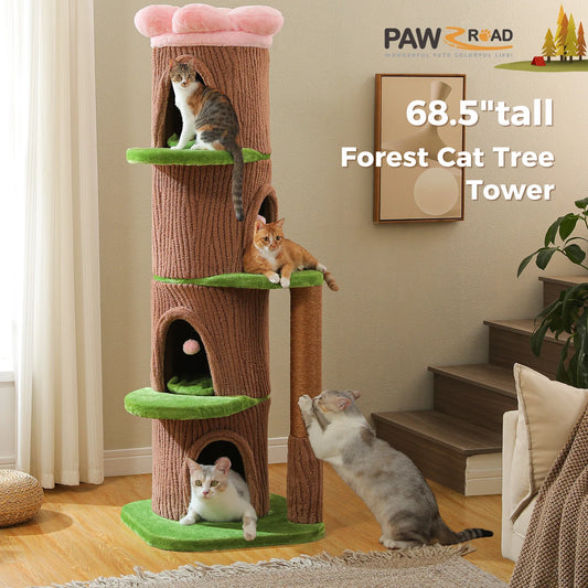 PEQULTICN Tall Cat Tower Forest Cat Tree With Flower Perch