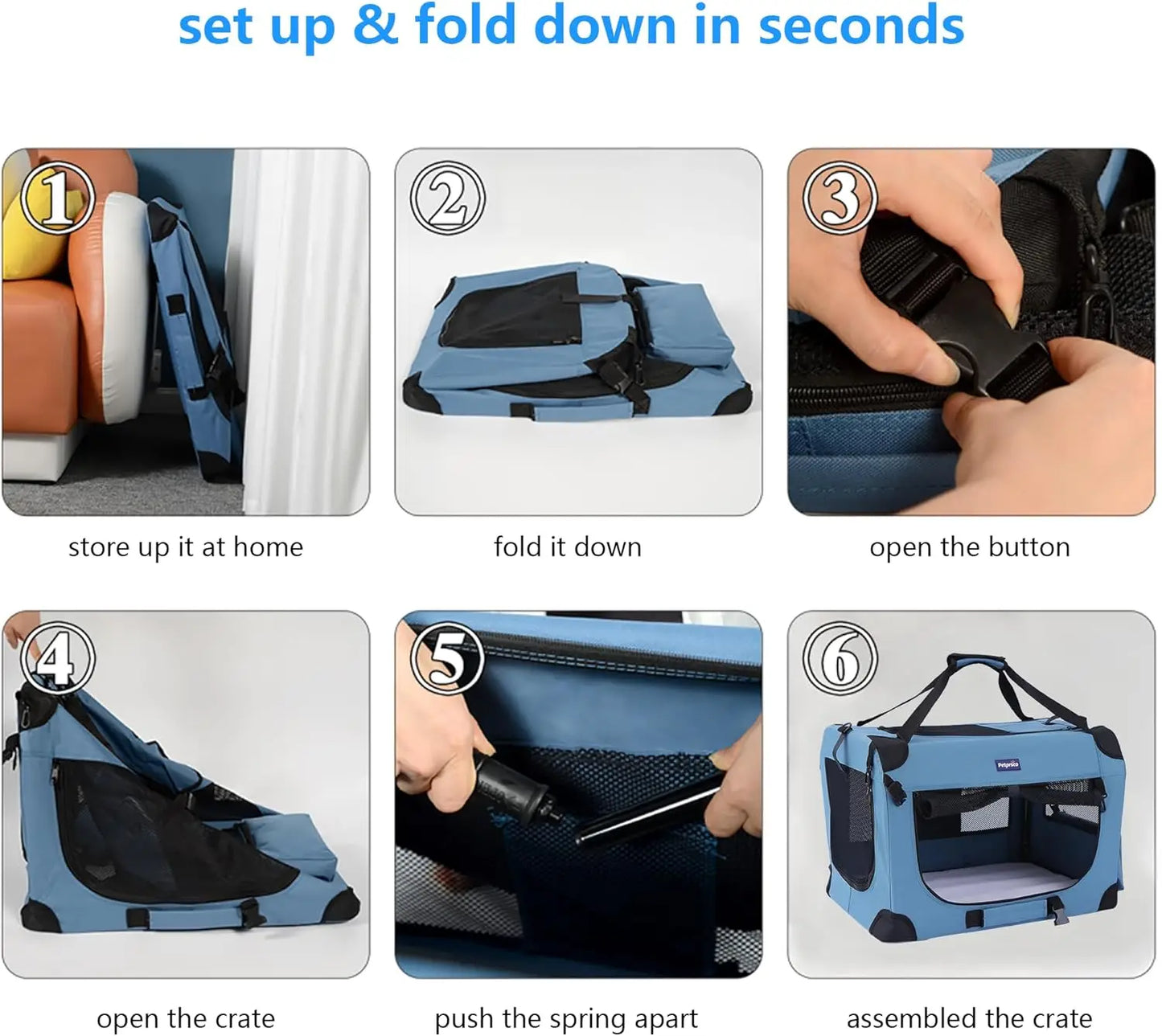 Ufsagcg Collapsible Pet Crate With Blanket And Bowl