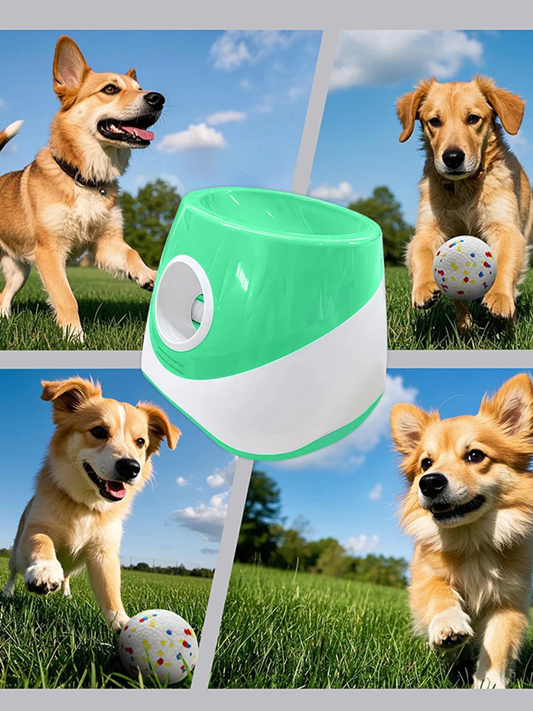 Automatic Dog Ball Launcher With 3 Tennis Balls Durable Design