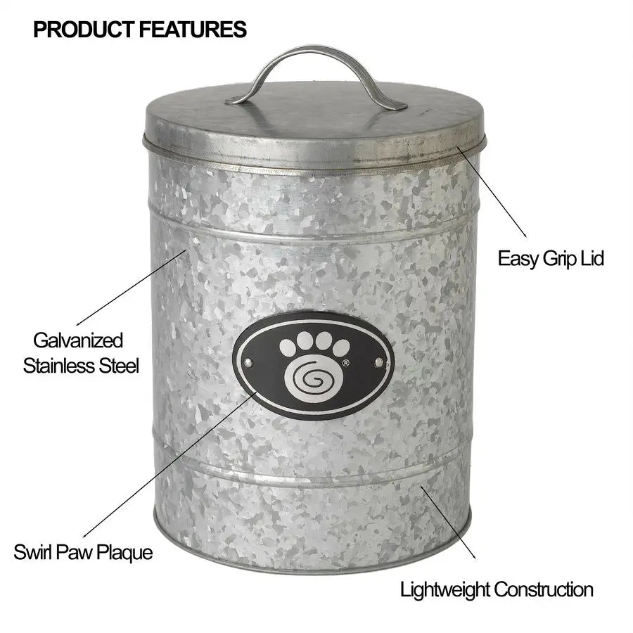 Galvanized Stainless Steel Dog Treats Storage Container
