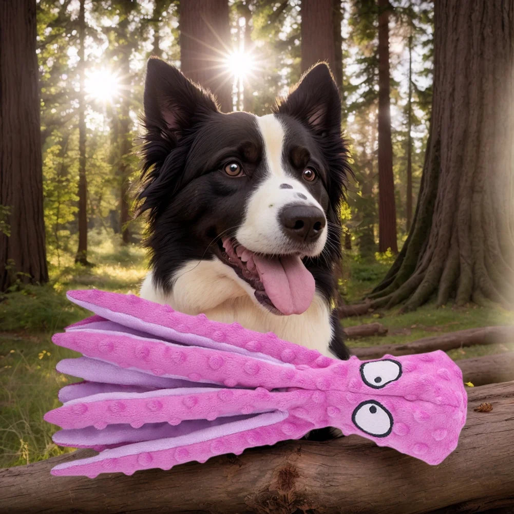 Octopus Dog Toy No Stuffing Squeaky Plush Puzzle Toy