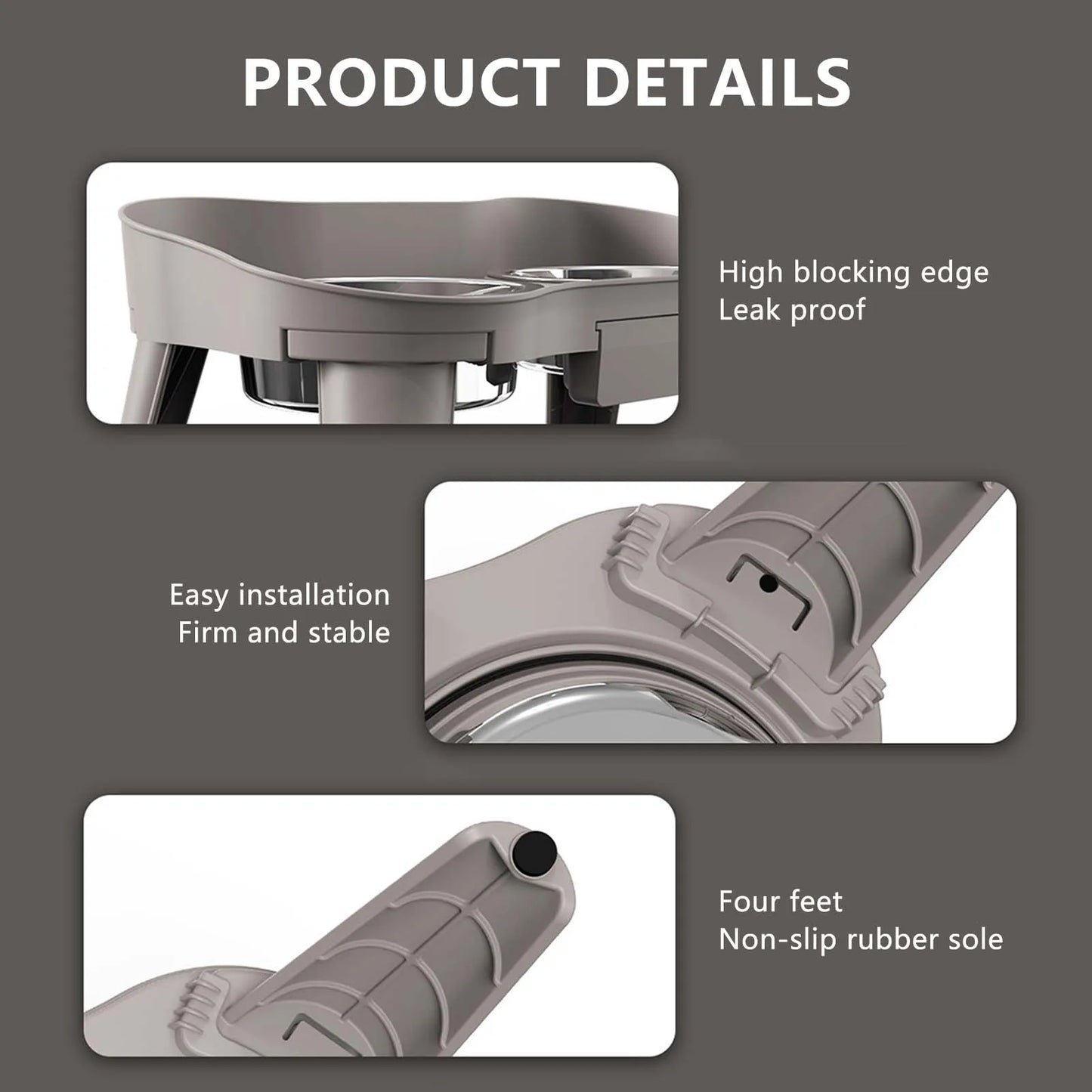 None Elevated Dog Feeder Stainless Steel Non Slip No Spill