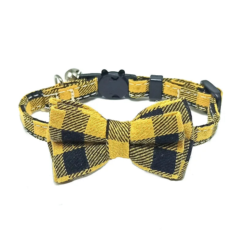 Cat Collar With Bow Tie And Bell Adjustable Elastic Strap