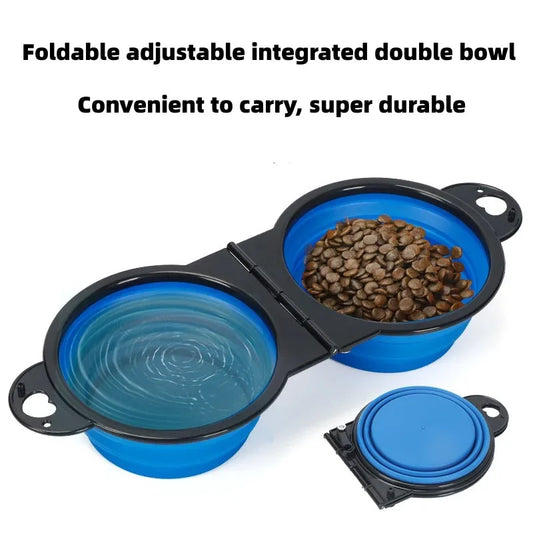 Foldable 2-In-1 Dual Bowl For Dogs And Cats Portable Travel