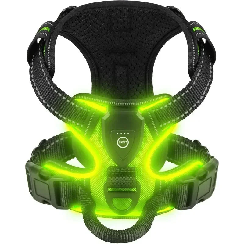 LED Luminous Dog Harness No Pull Adjustable Vest Harness Rechargeable