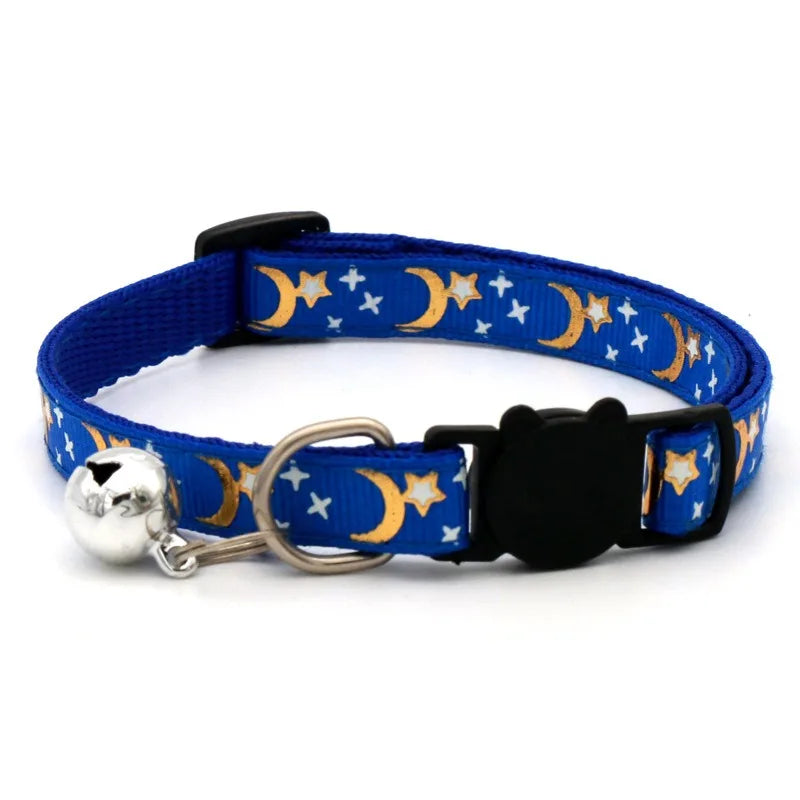 NONED Heart Charm Bell Cat Collar Elastic Adjustable Velvet