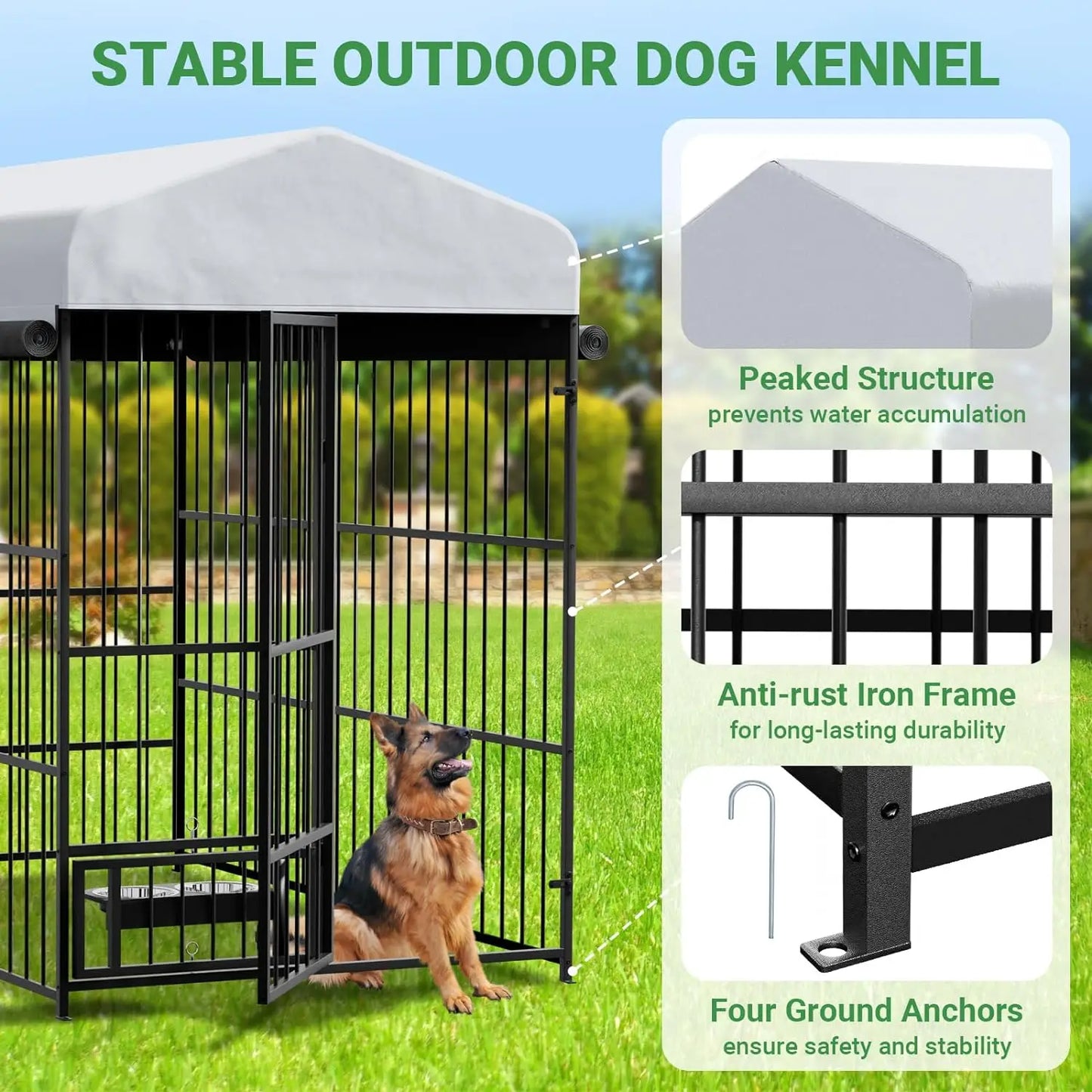 TWISTER.CK Heavy Duty Outdoor Dog Kennel With Roof And Double Lock