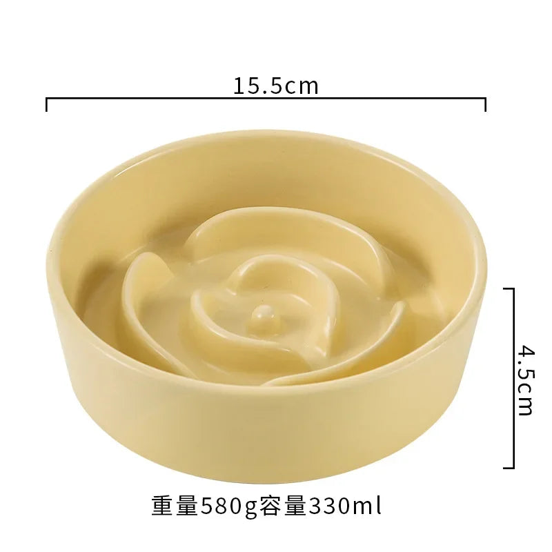 Ceramic Slow Feeder Pet Bowl for Cats and Dogs Puppies