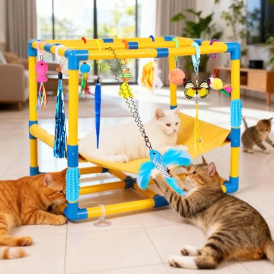 Cat Jungle Gym With Hanging Interactive Toys For Indoor Cats