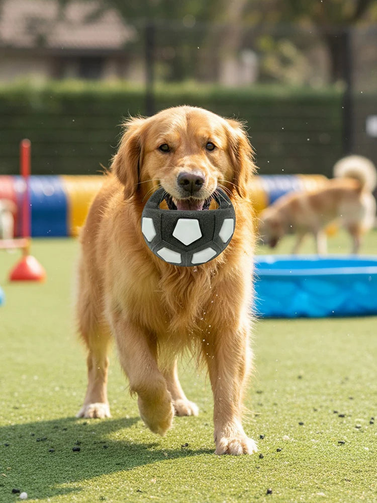 Dog Calming Ball With Handle Football Toy Squeaky For Medium