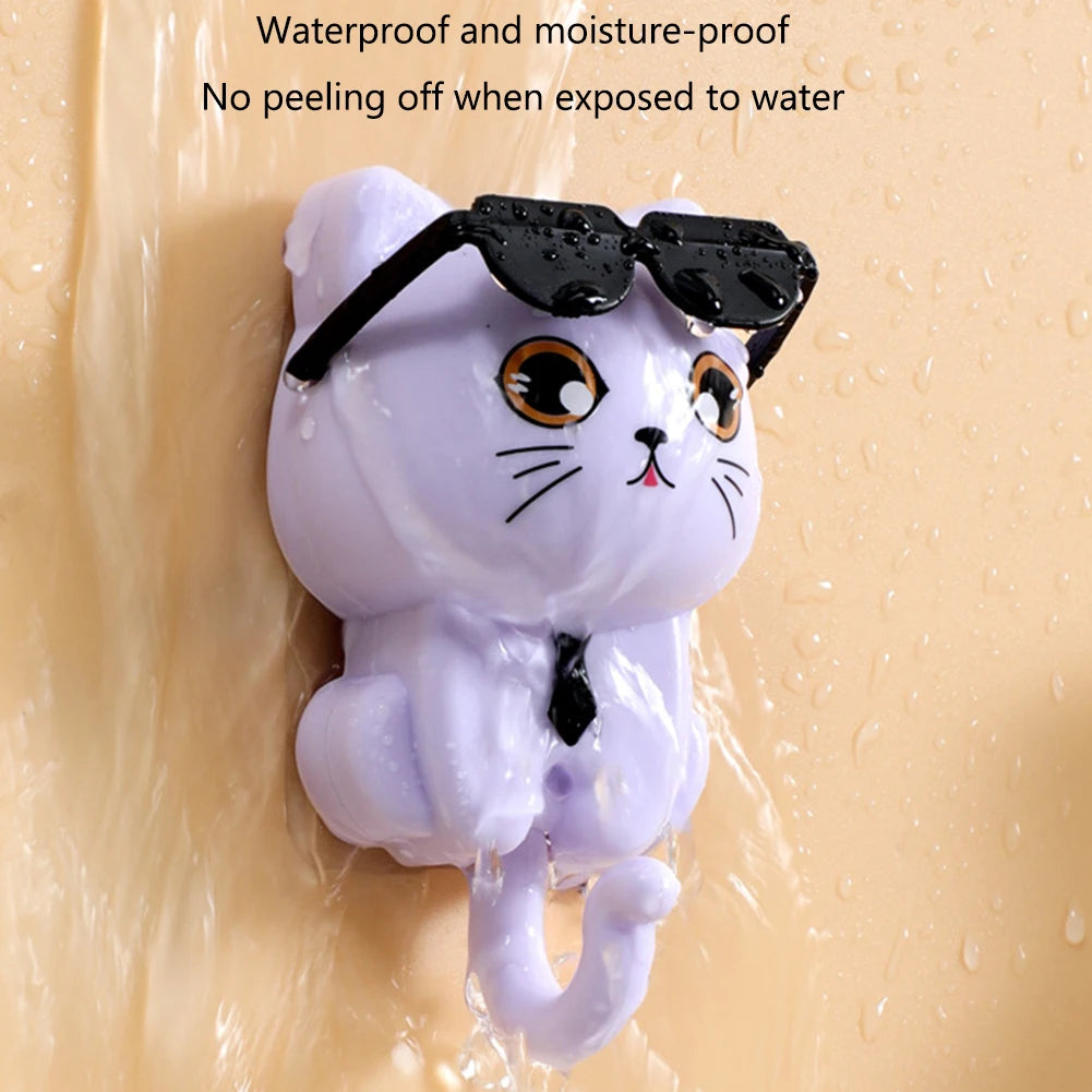 Alloet Cartoon Cat Hook Adhesive Key Holder Wall Coat Hooks
