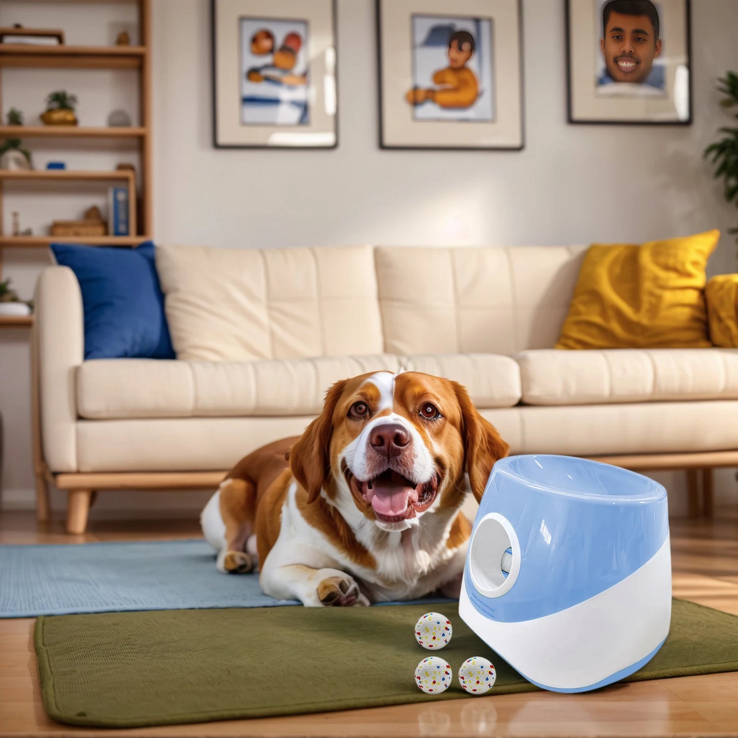 Automatic Dog Ball Launcher With 3 Tennis Balls Durable Design