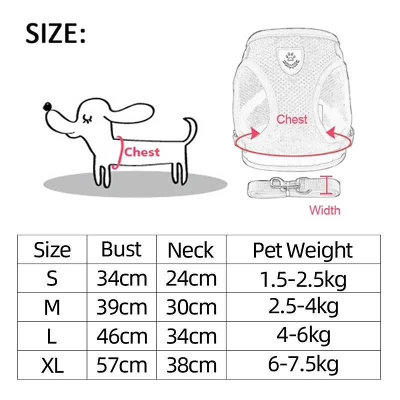 Cat Harness Vest With Leash Adjustable Polyester Mesh Harness For Pets