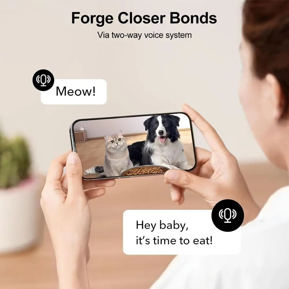 Automatic Cat Feeder With WiFi App Remote Feeding Large Capacity