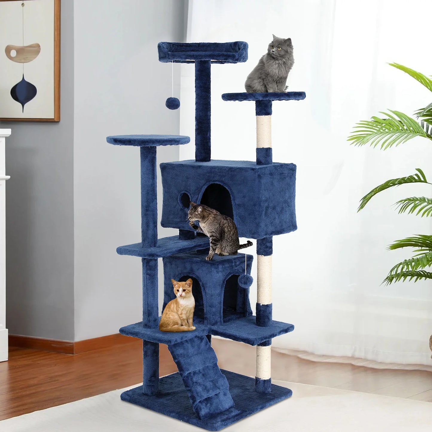 Cat Tree Tower With Sisal Scratching Posts And Dangling Ball