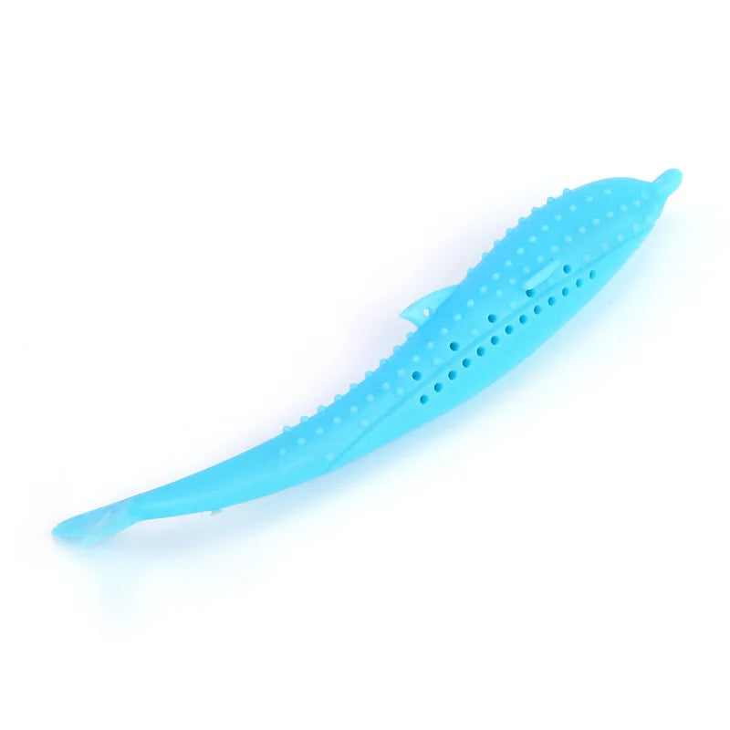 Cat Teeth Brushing Toy Silicone Fish Shaped Chew Toy Interactive