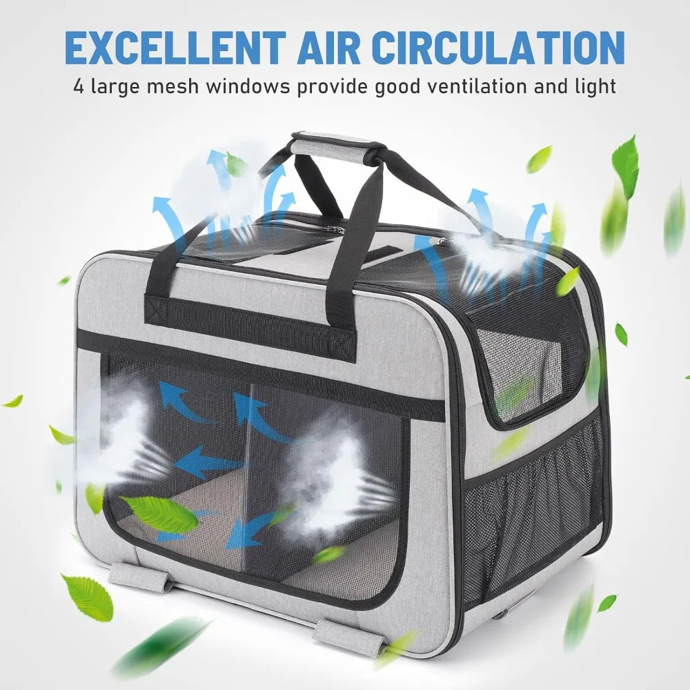 Double Pet Carrier With Wheels For Small Dogs And Cats