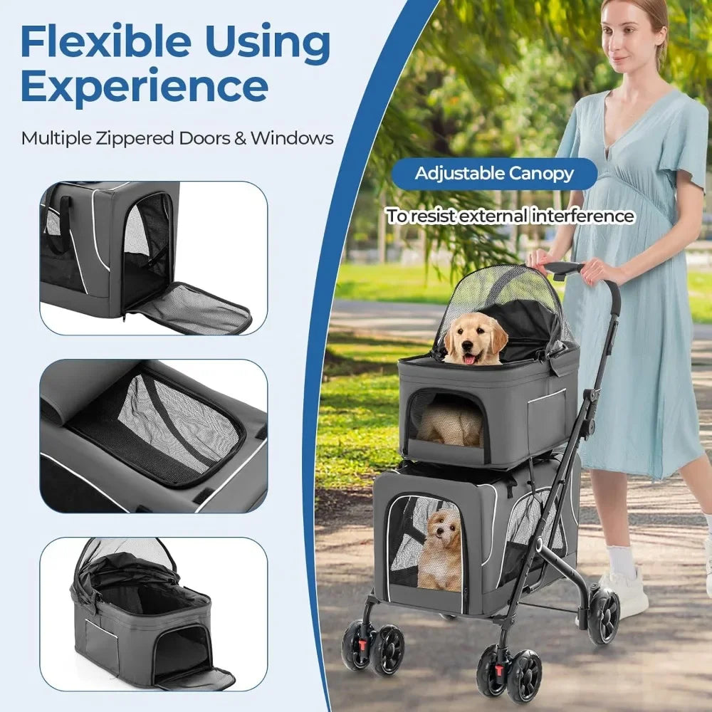 Cat Stroller With Removable Carrycot And Safety Belt