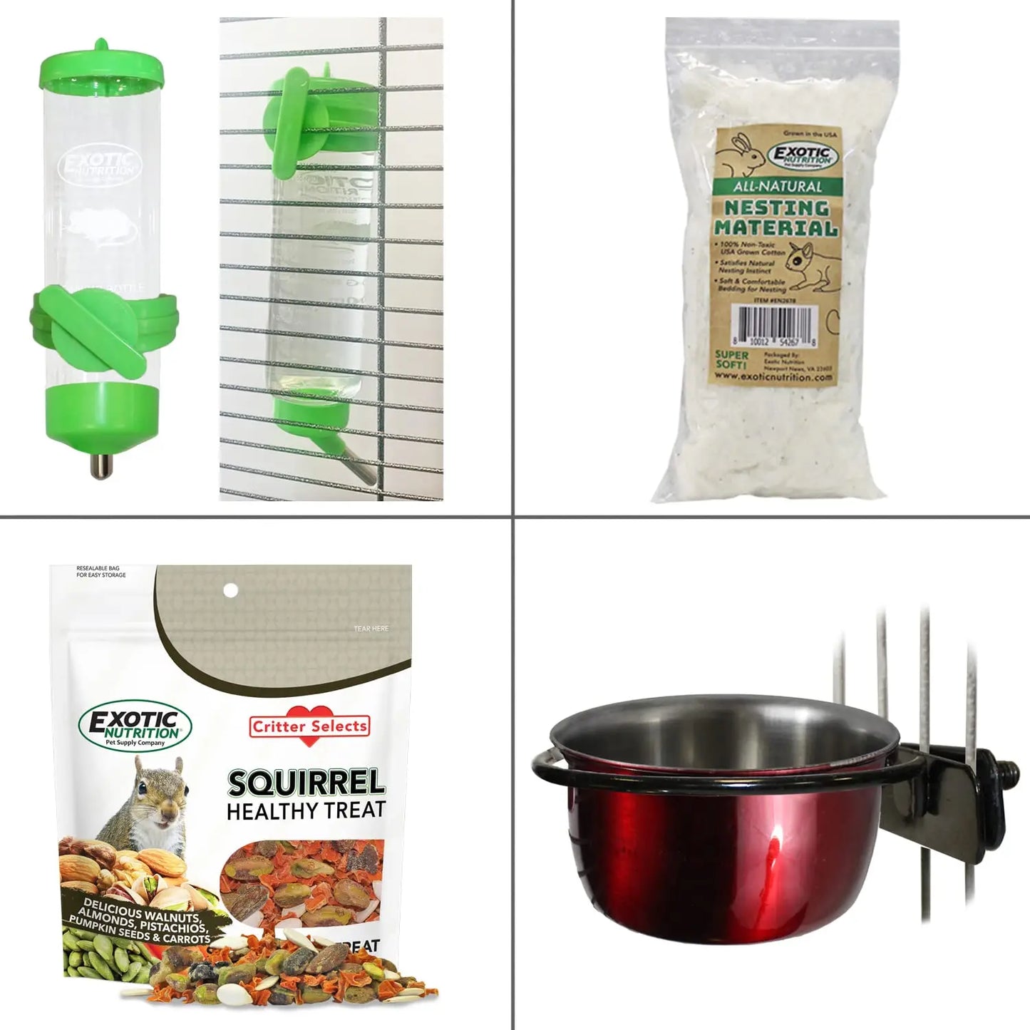 Congo Squirrel Cage Starter Kit With Food And Water Bottle