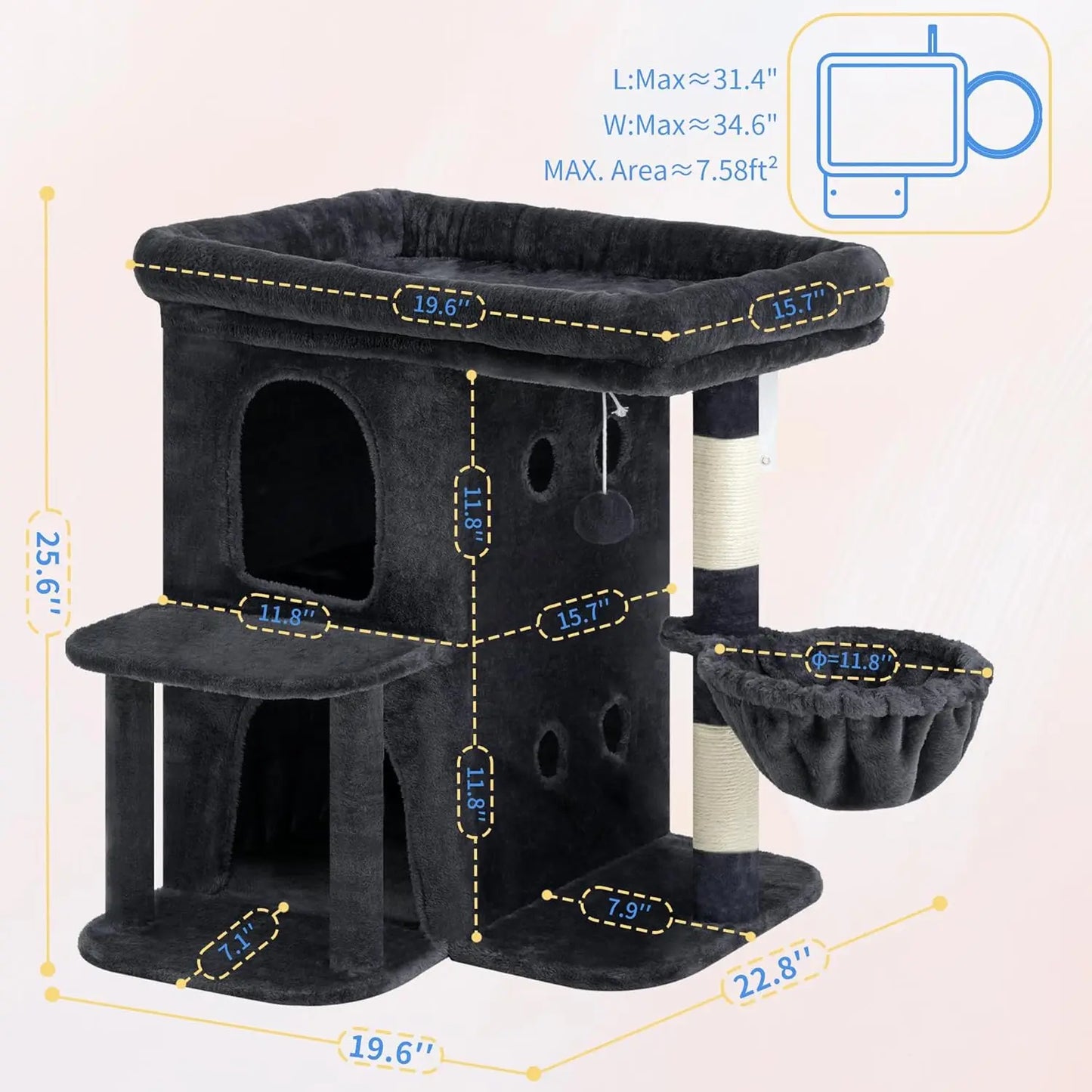 OEINGCN Cat Tree Tower With Spacious Top Perch