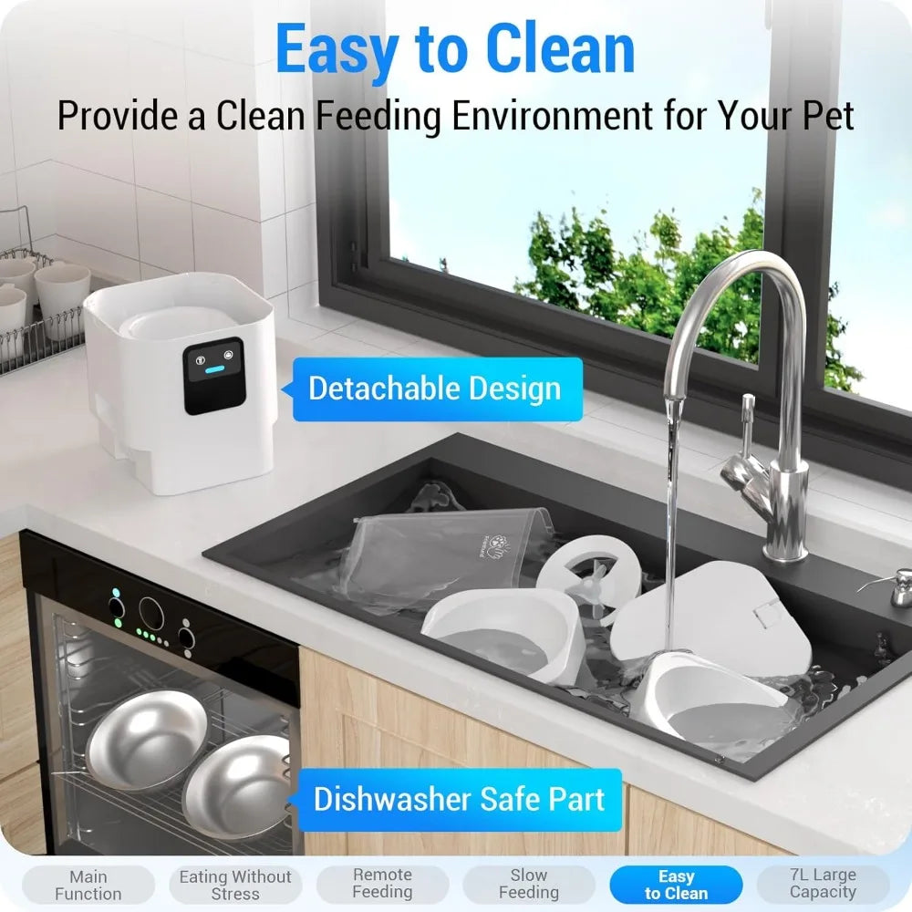 Smart Dual Pet Feeder With WiFi App Control And Slow Feed