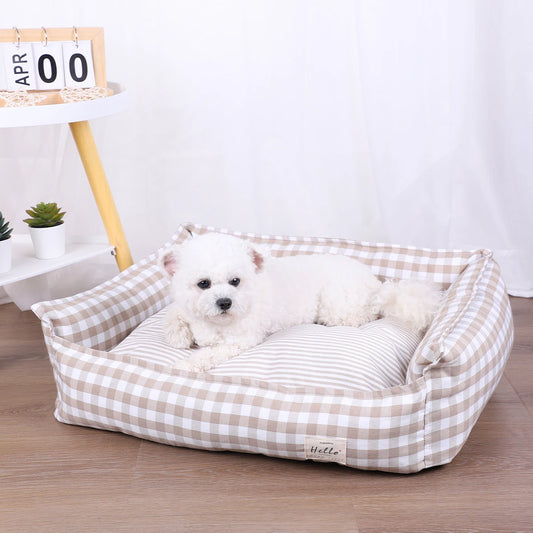 BeiYu Pet Plaid Dog Bed For Pets And Puppies Breathable