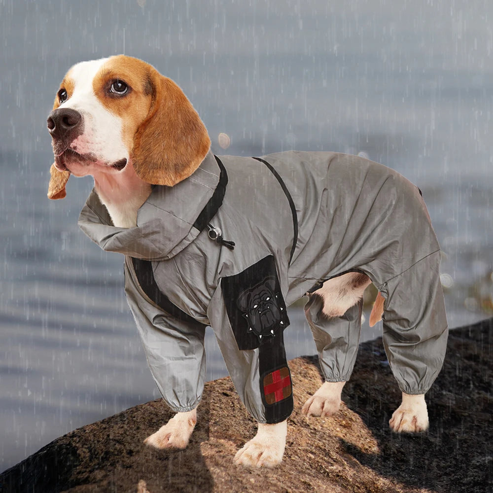 Outdoor Reflective Sunscreen Waterproof Dog Raincoat With Hoodie