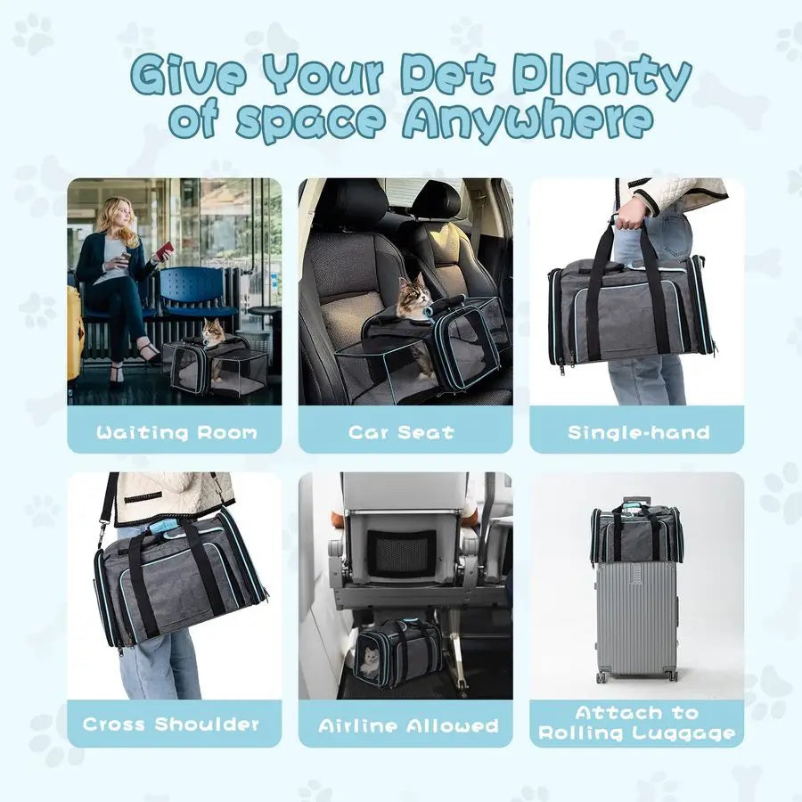 Expandable Soft Pet Carrier For Dogs And Cats Airline Approved