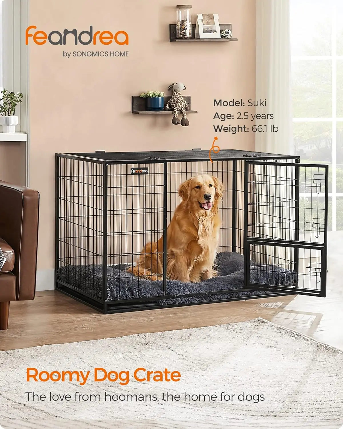 Heavy Duty Dog Crate With Double Doors And Escape Proof