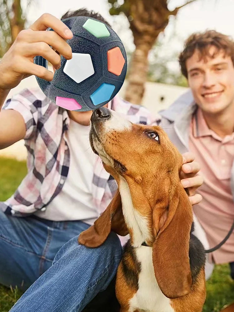 Dog Calming Ball With Handle Football Toy Squeaky For Medium