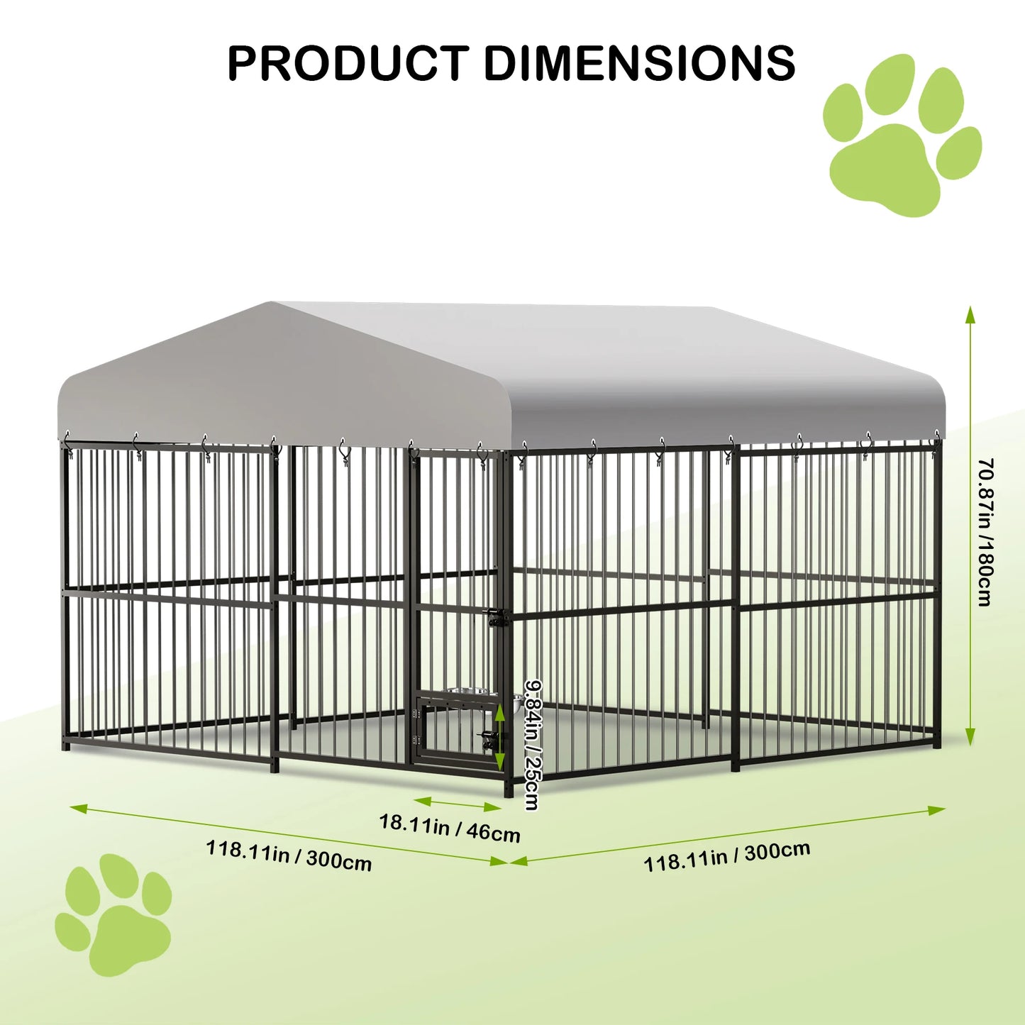 TWISTER.CK Heavy Duty Outdoor Dog Kennel With Roof And Double Lock